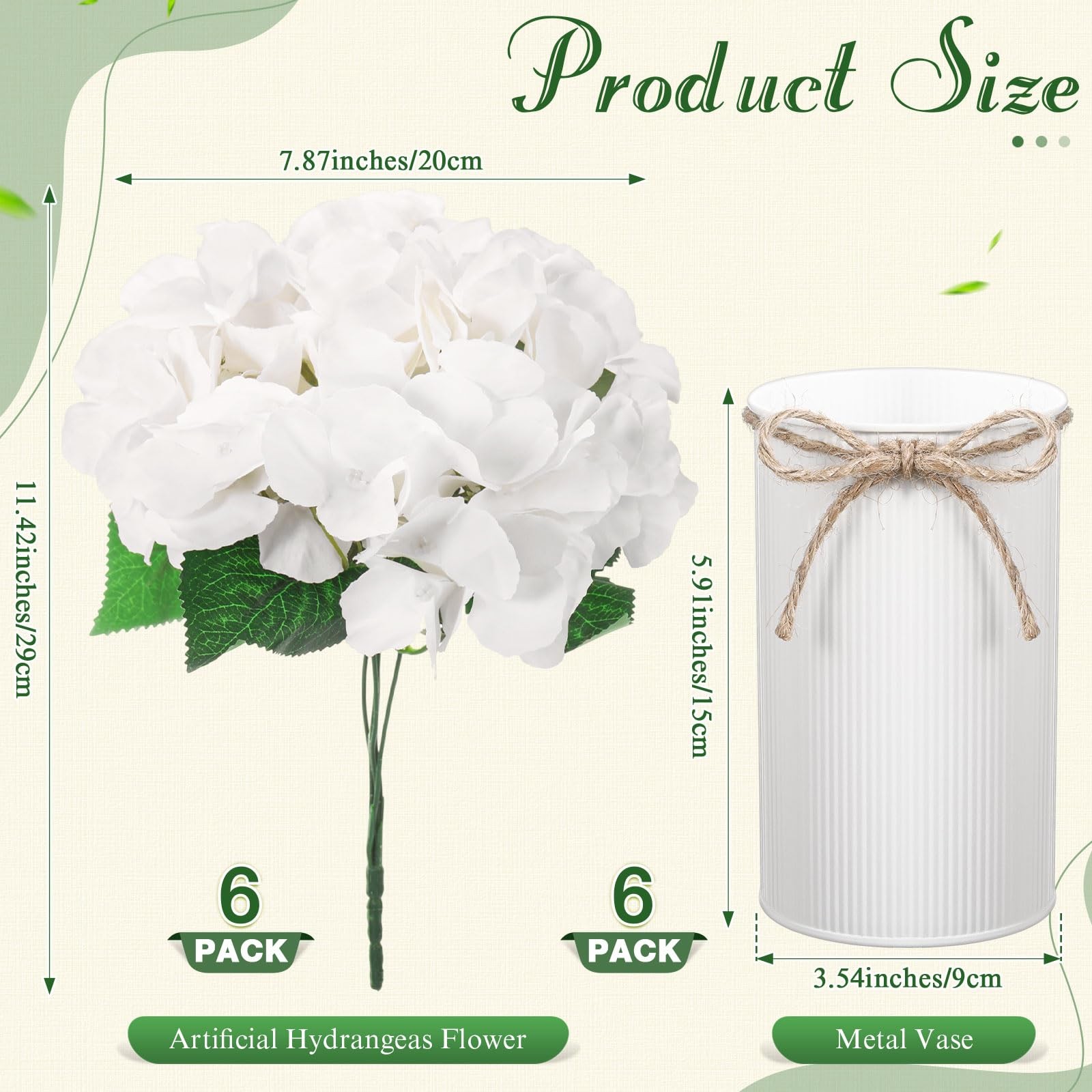 6 Sets Flower Table Centerpieces White Artificial Wedding Faux Hydrangeas wit…