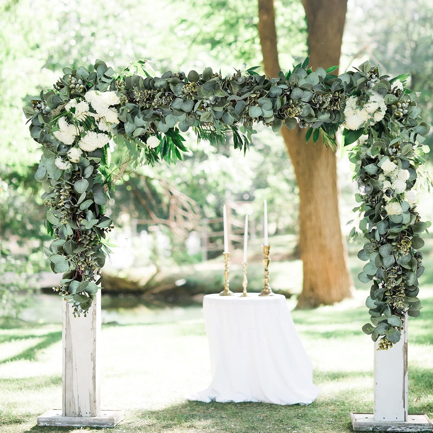 Eucalyptus Garland 6.56 Ft Lush Silver Dollar Leaves Boxwood Artificial Faux