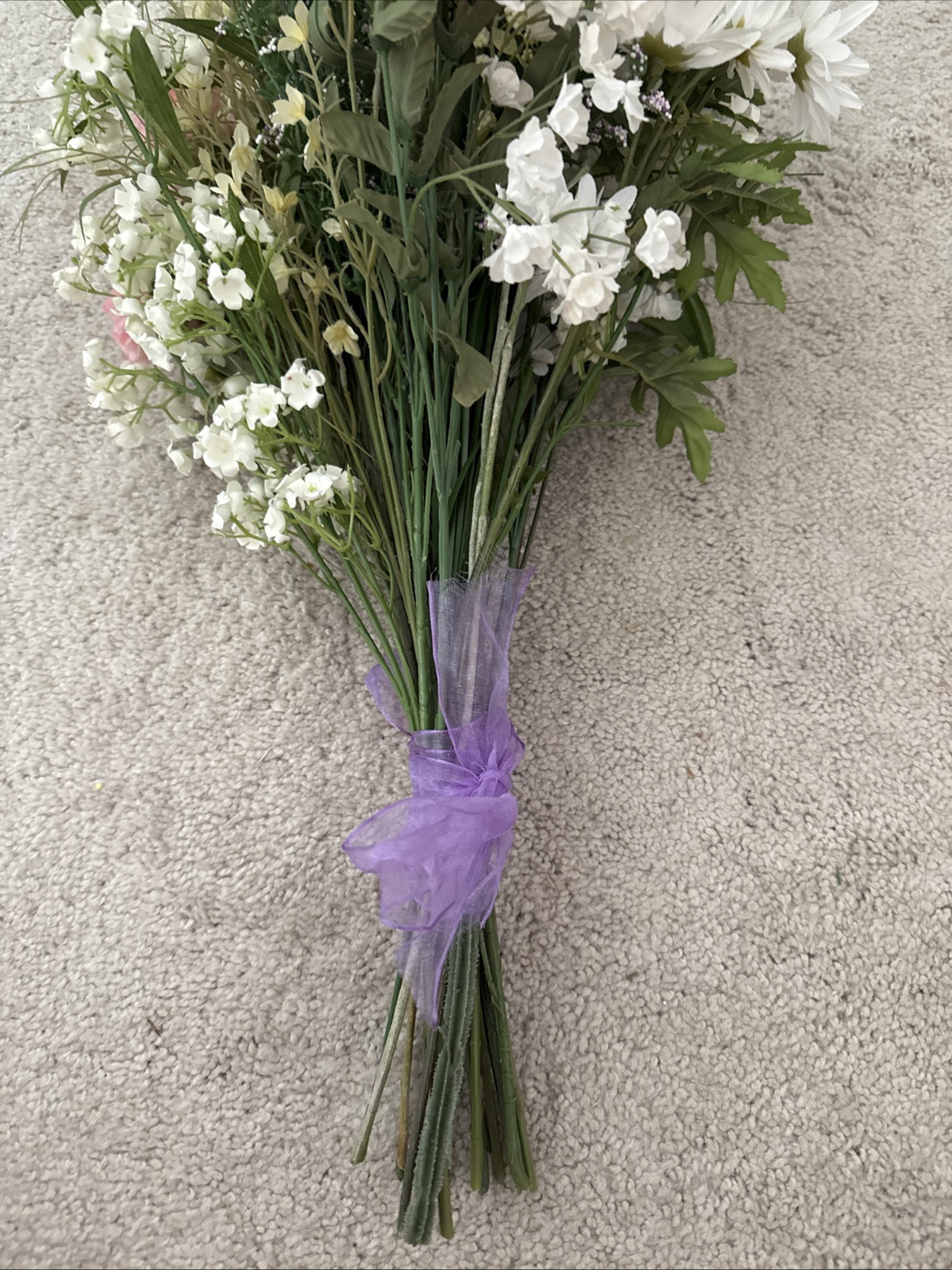 Floral Arrangement Bouquet Flowers Pink Purple White Yellow Green Rustic Wild