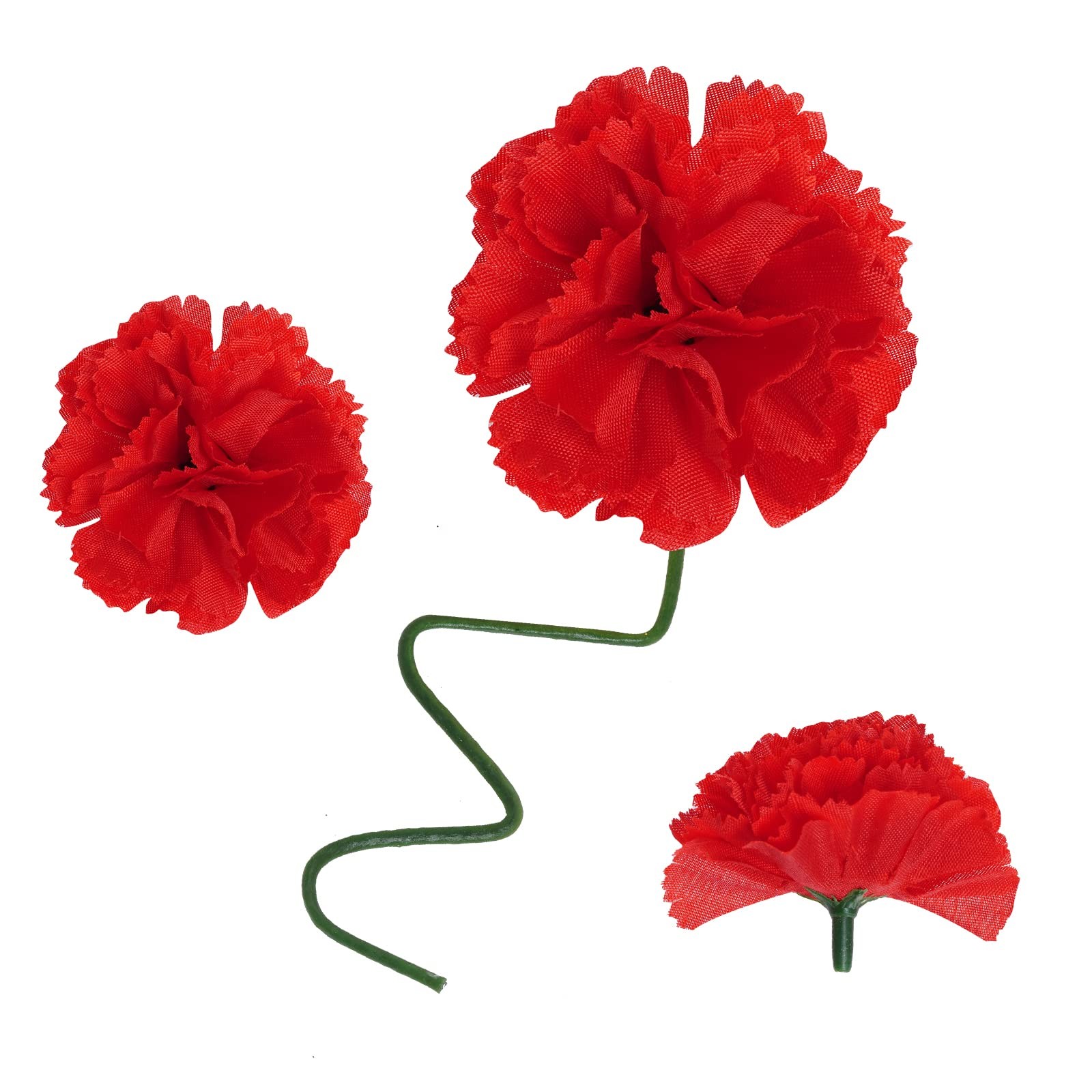 50 PCS Artificial Marigold Flowers Heads Red Silk Mexican Faux Bulk Wire