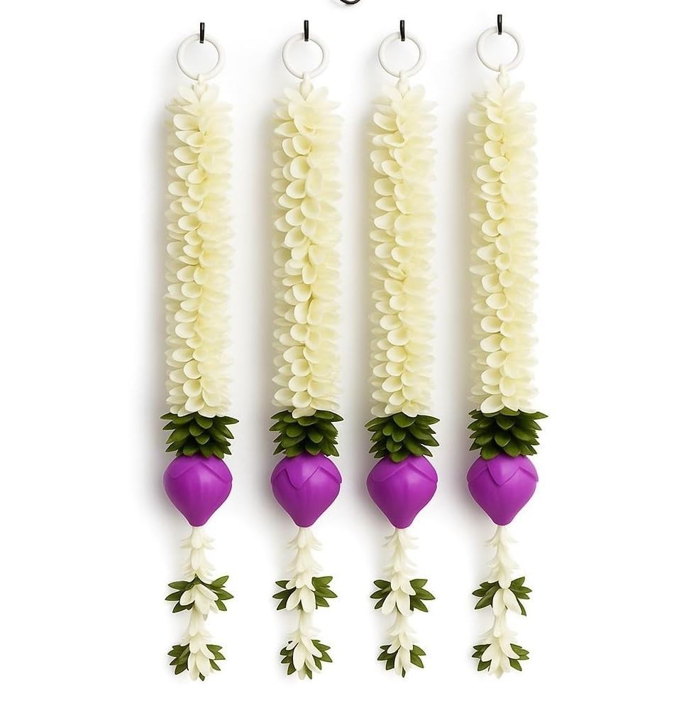 Abhaas Artificial Jasmine Gajra Garland | Marigold Rajnigandha Tassels 5 Pc 2Ft