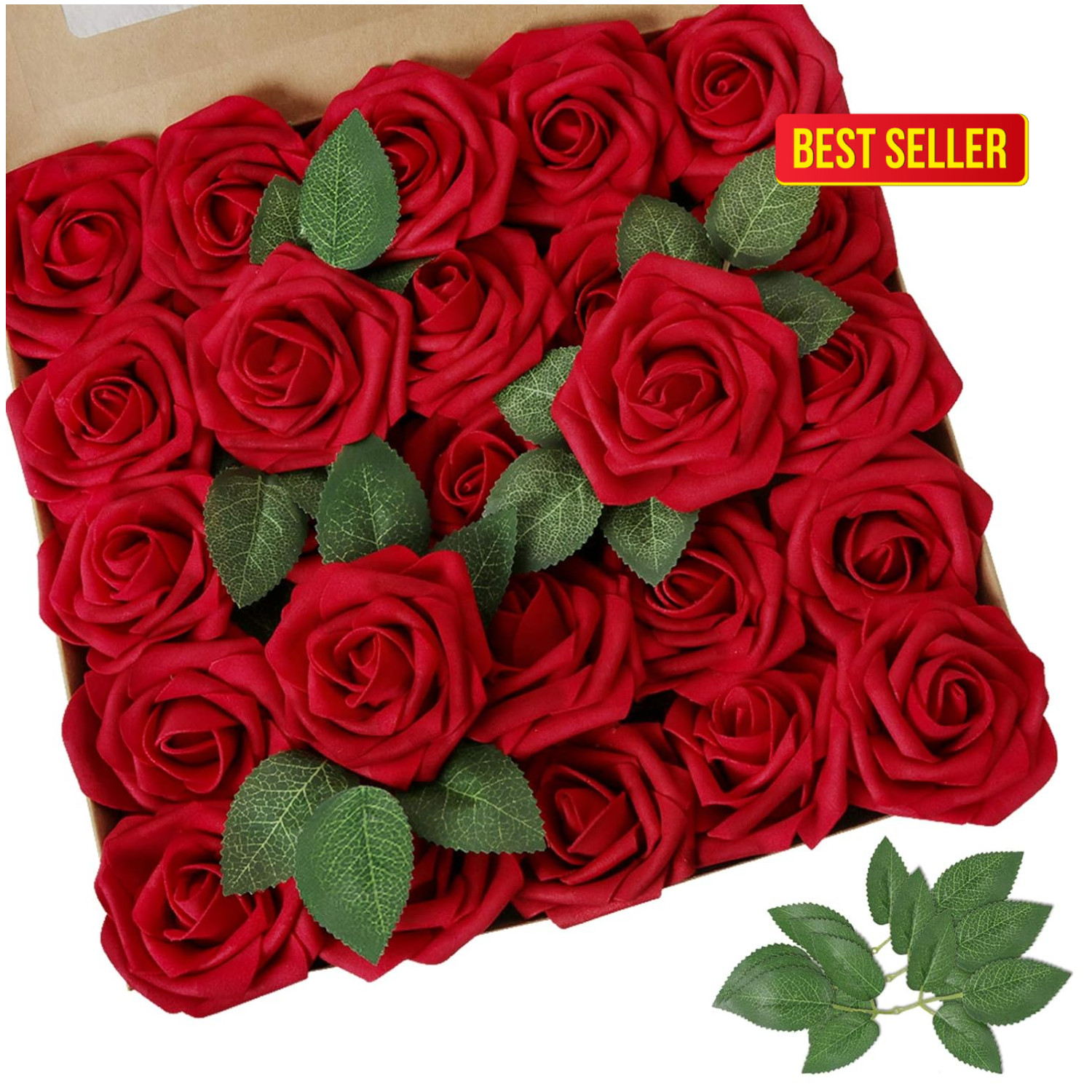Artificial Dark Red Roses 100pcs PE Foam 7″ Stems DIY Wedding Decor