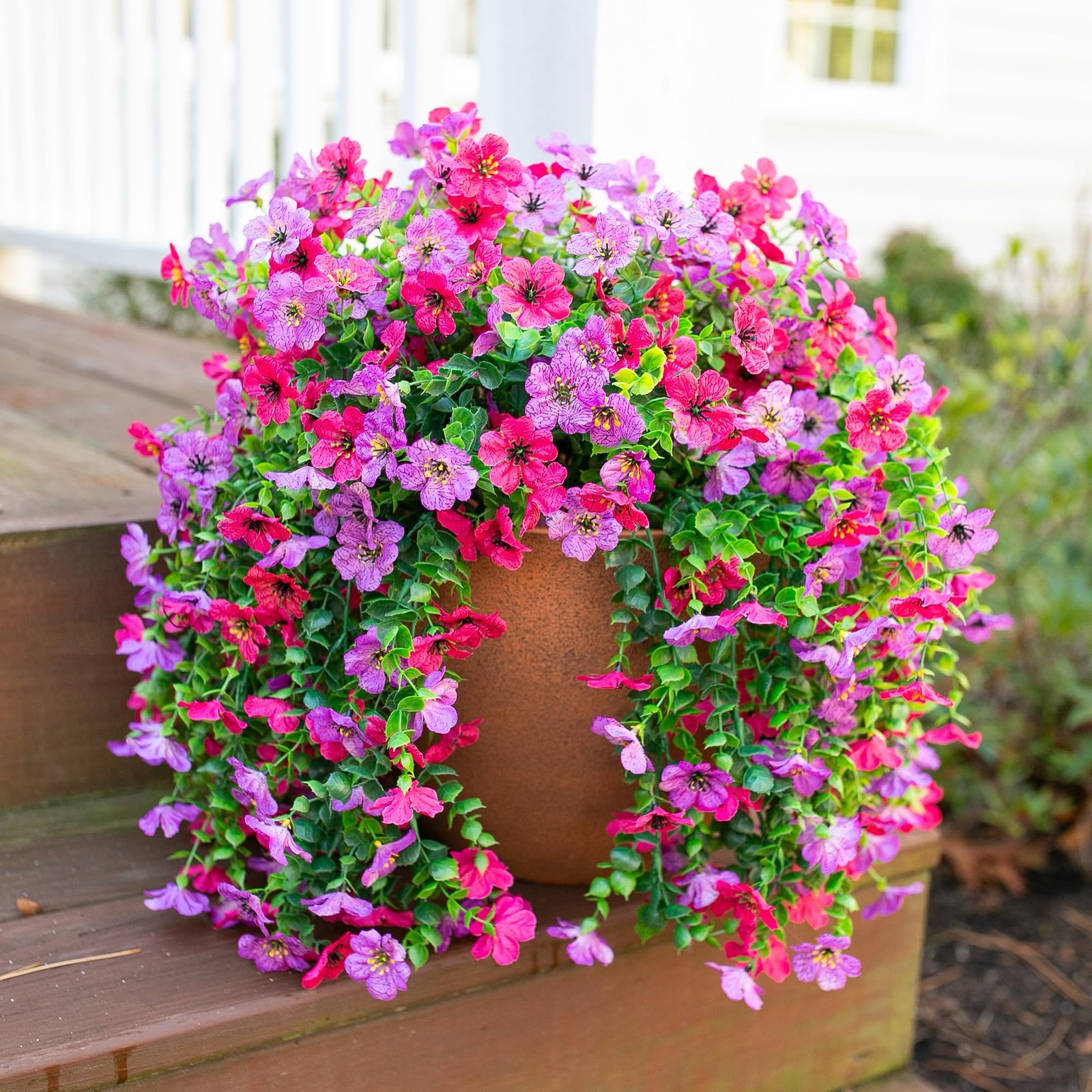 2Pcs Fake Flowers Artificial Floral for Outdoors Decorations, Outside Flower …