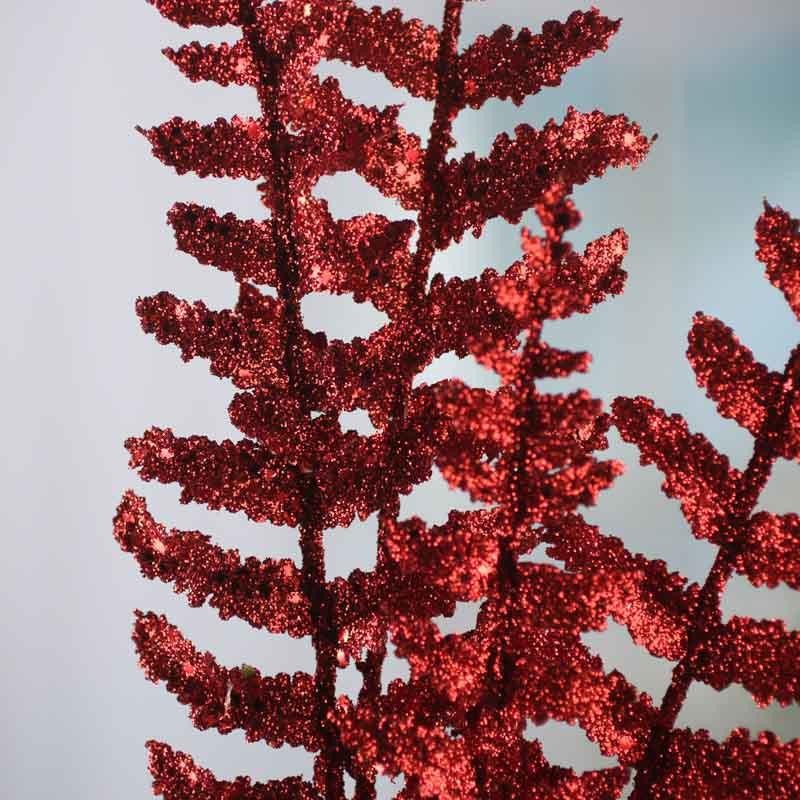 Metallic Sparkling Red Artificial Fern Sprays