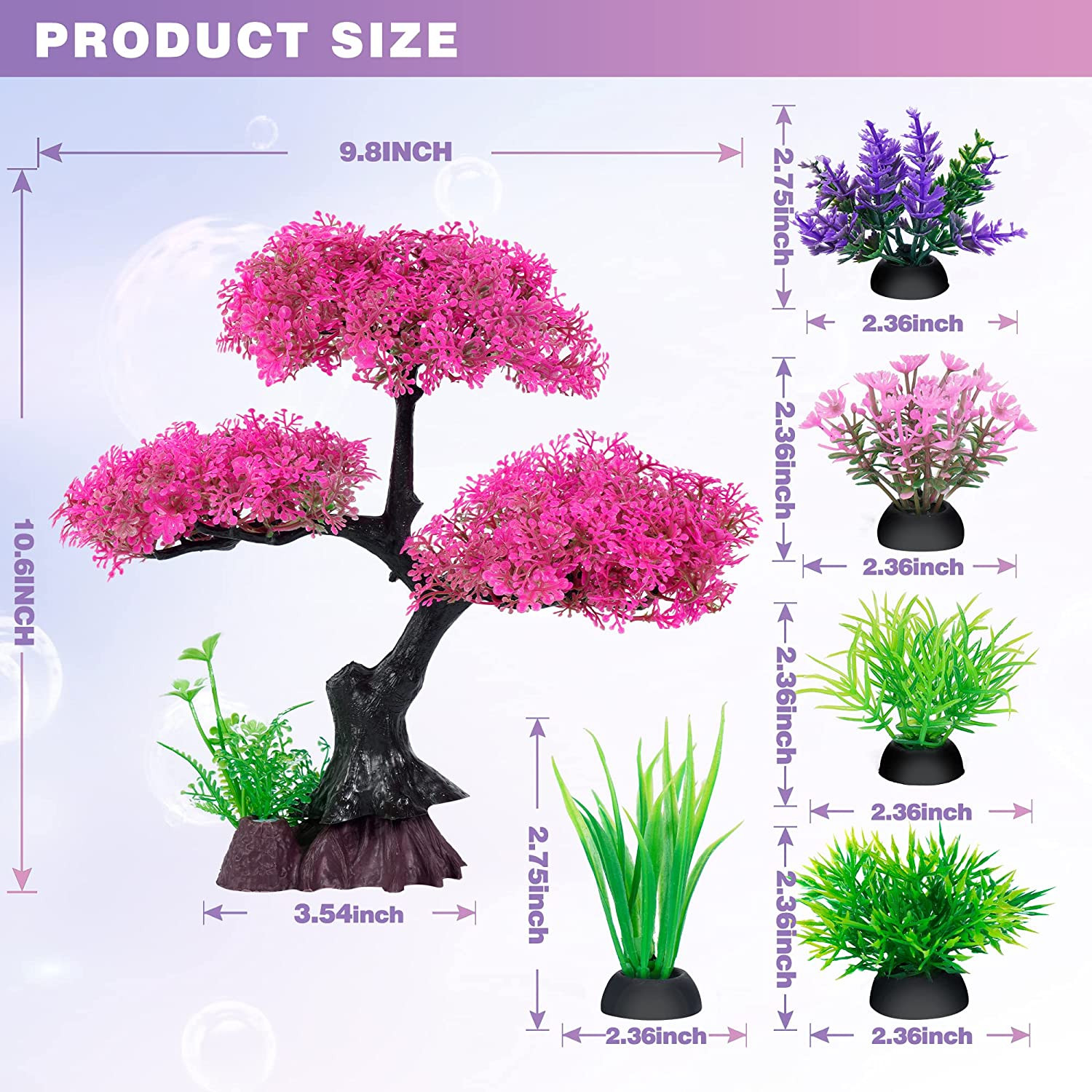 Aquarium Artificial Plastic Plants Decoration Aquarium Decor Set Fish Tank Decor