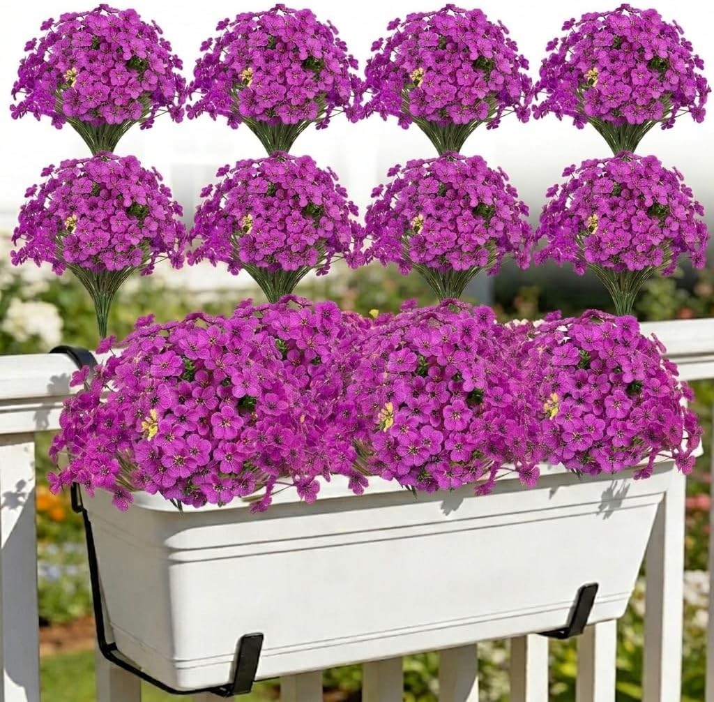 24 Bundles UV Resistant Artificial Flowers, Outdoor Indoor Orange Decor