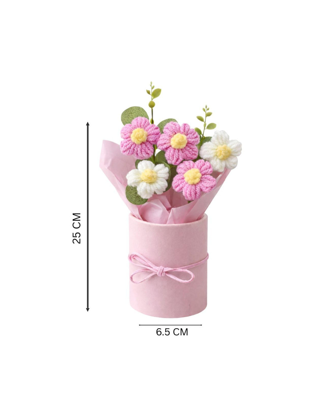 Handmade Pink Crochet Bouquet- Pack of 1 for Office Desk, Table, Car,Bedroom,etc