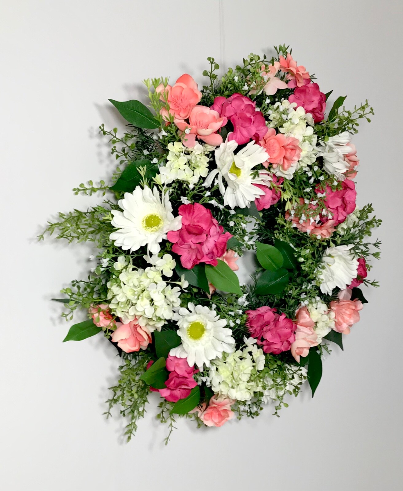 SPRING SUMMER FLORAL EVERGREEN COMPACT WREATH MULTI COLOR DECORATION UNIQUE NEW