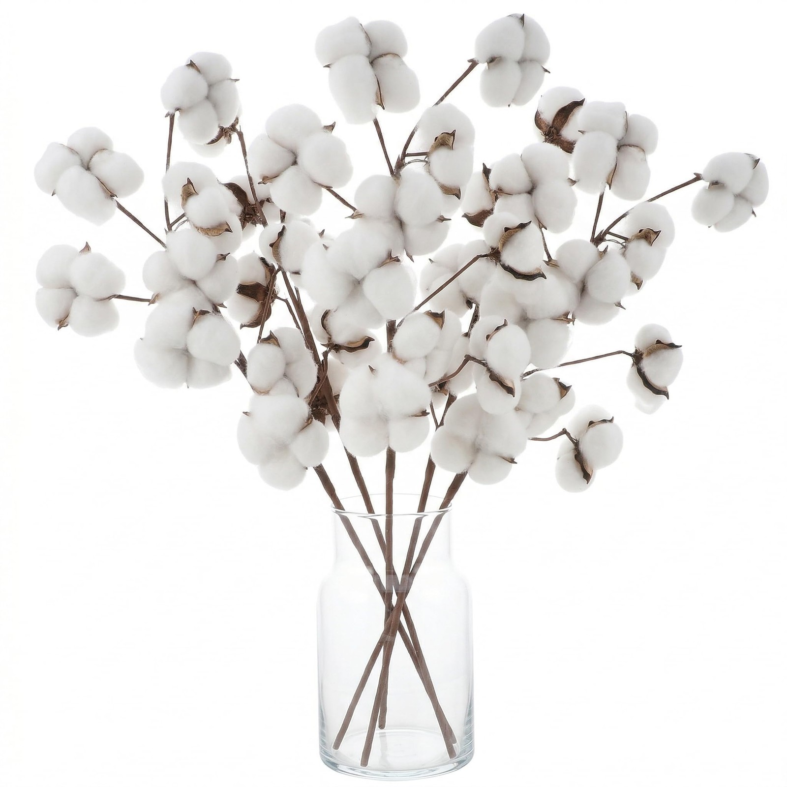 10 Heads Dried Cotton Stems 20.47In Farmhouse Style Artificial Flower Filler …