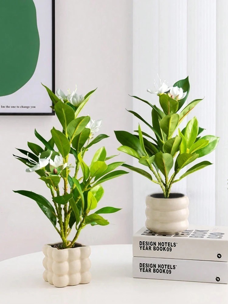 21-31cm Artificial Azaleas Plants Fake Rubber Tree Tropical Palm Leaves Faux