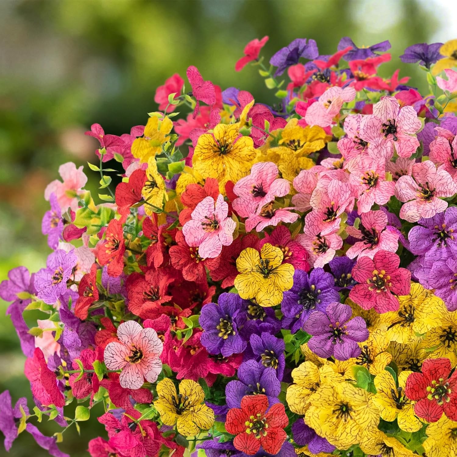 12 Bundles Artificial Flowers for Outdoors Fake Silk Plastic Flowers for
