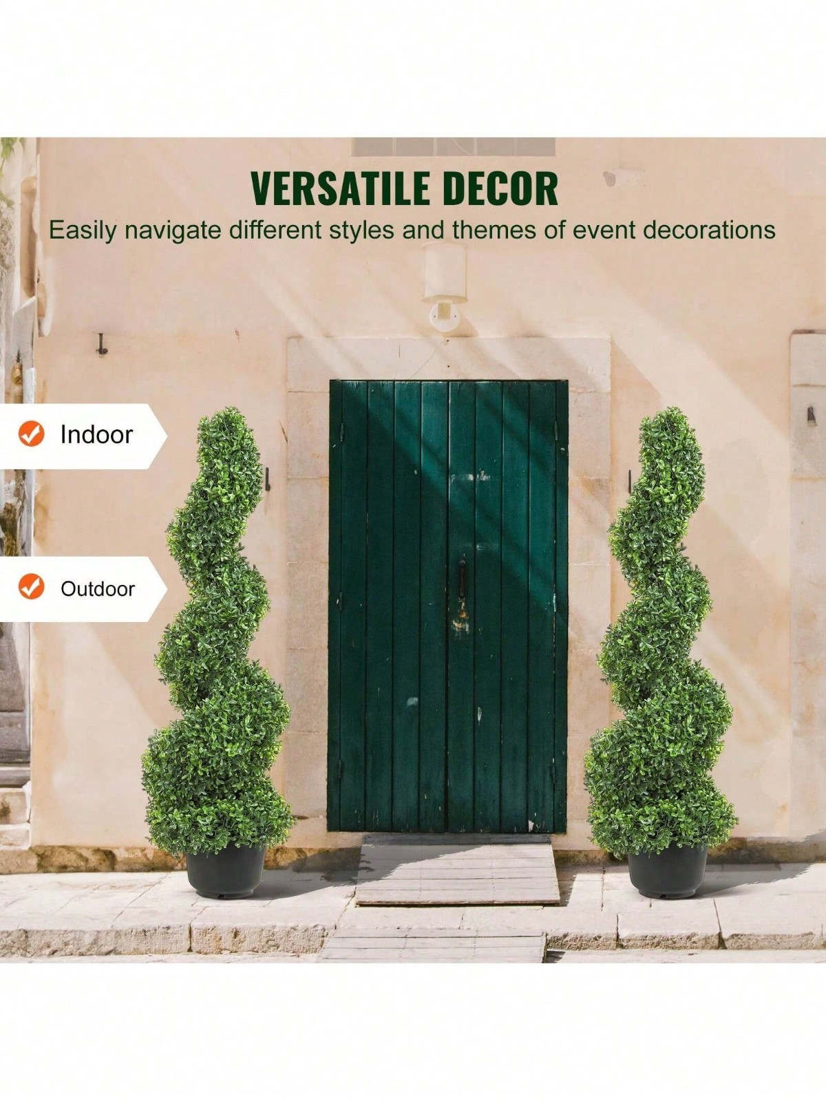 2 Pack Artificial Boxwood Spiral Topiary Trees Indoor Outdoor