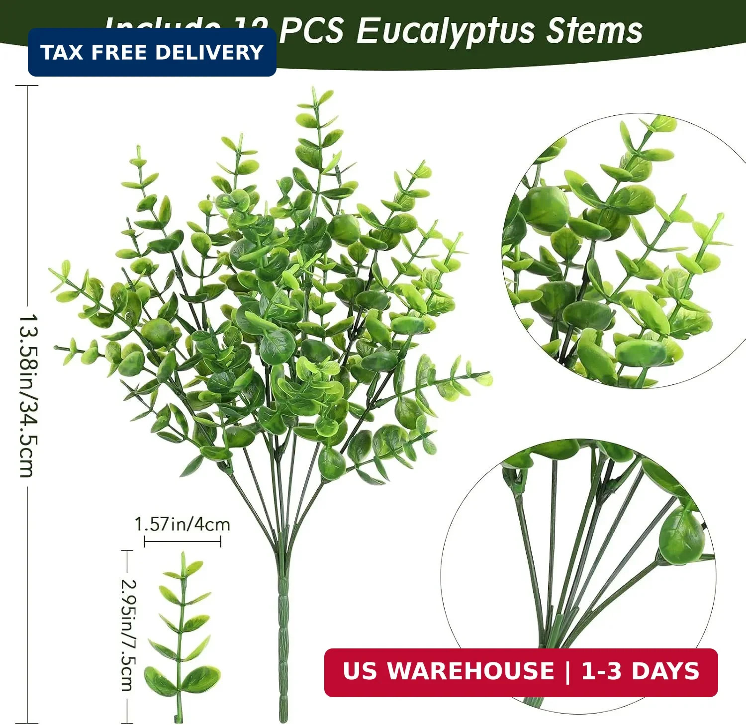 Artificial Greenery Eucalyptus Boxwood, UV Resistant Faux Outdoor Plants for Dec