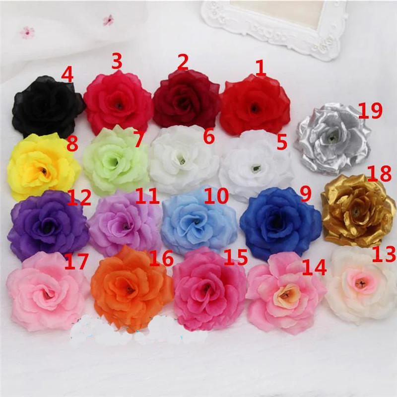 10Pcs Black Silk Rose Flower Heads for Wedding Decor – 8Cm