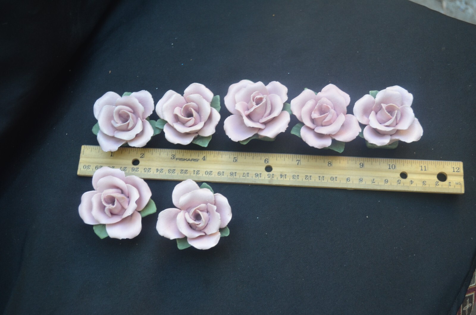 Faux Pink Roses Lot of 7 Unknown Hard Material China