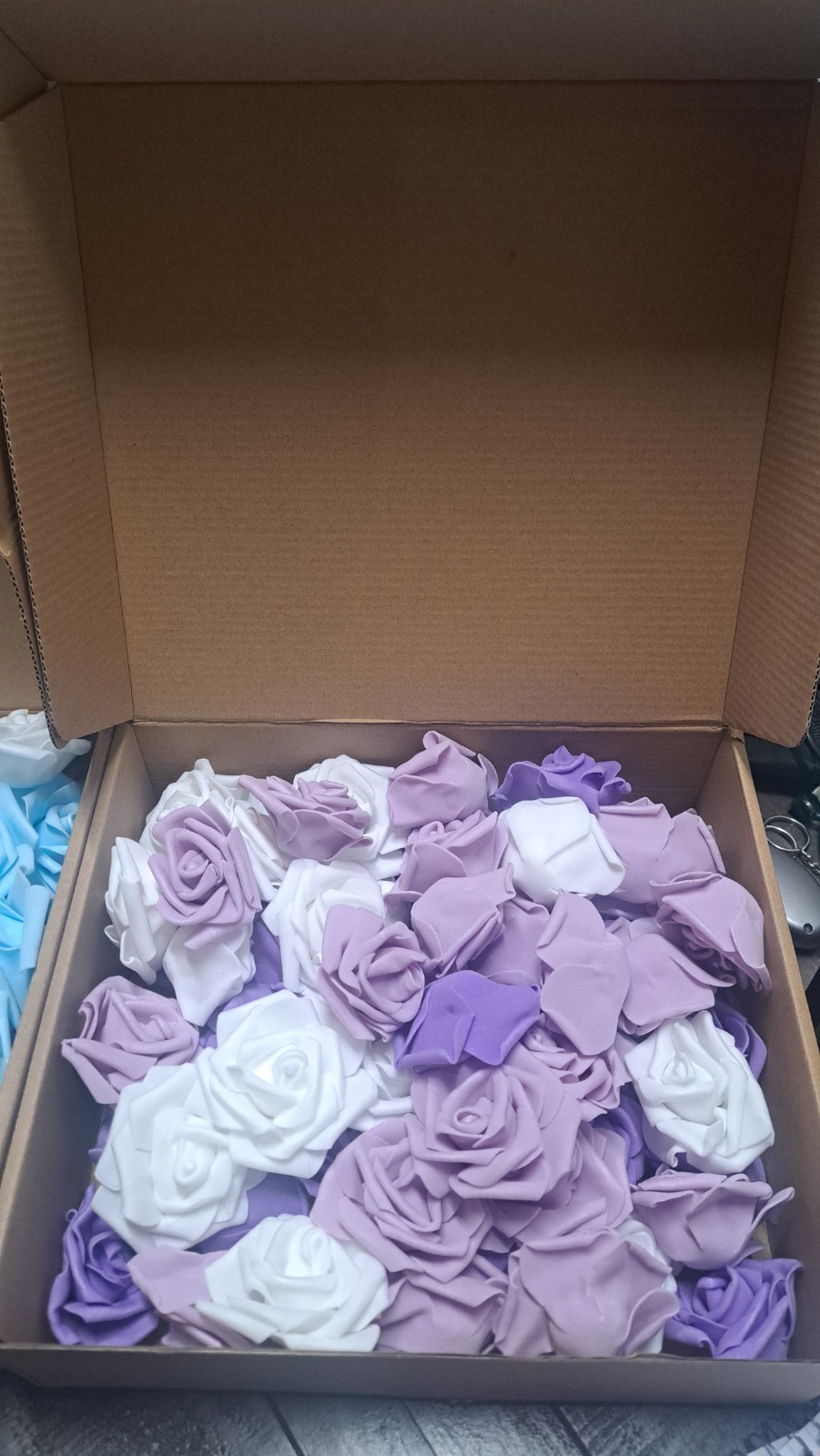 Insunsix Artificial Foam Rose Flower Lot Blue White Purple Decor Wedding 100+
