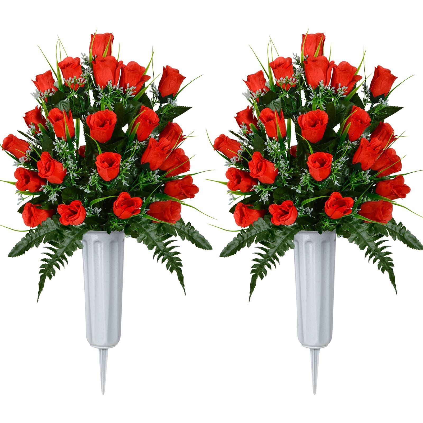 Artificial Cemetery Flowers, Grave Decorations Roses, Memorial Flowers Bouque…