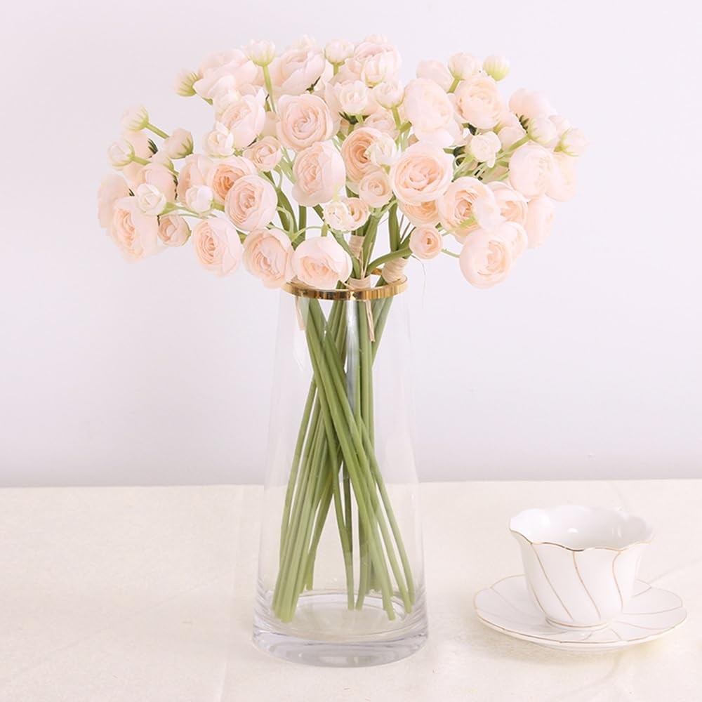 18Pcs Artificial Silk Mini Ranunculus Flowers Wedding Bouquet Filler Home Decor