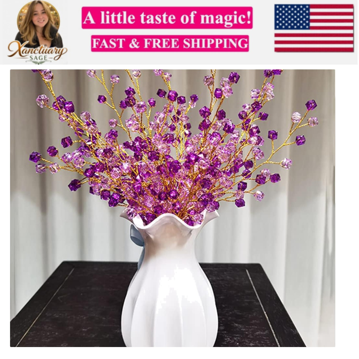 16PCS Crystal Artificial Flowers Bouquets Handmade Acrylic Flower Branches Fa…