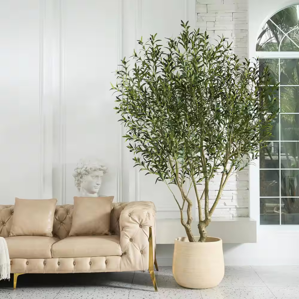 8 Ft. Artificial Olive Tree-Faux Silk Plant Fake Tree for Home Office Decor Indo
