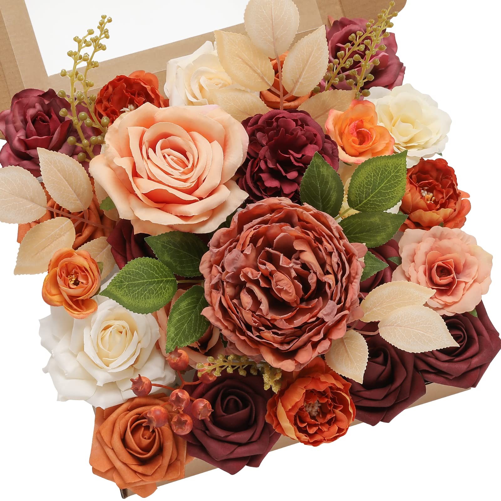 Orange Marigold Artificial Fall Flowers Fake DIY Wedding Bridal Bouquet Decor