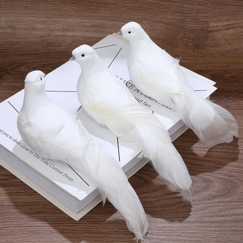 2pcs Christmas Ornament Birds Artificial Peace Dove with Clips Christmas