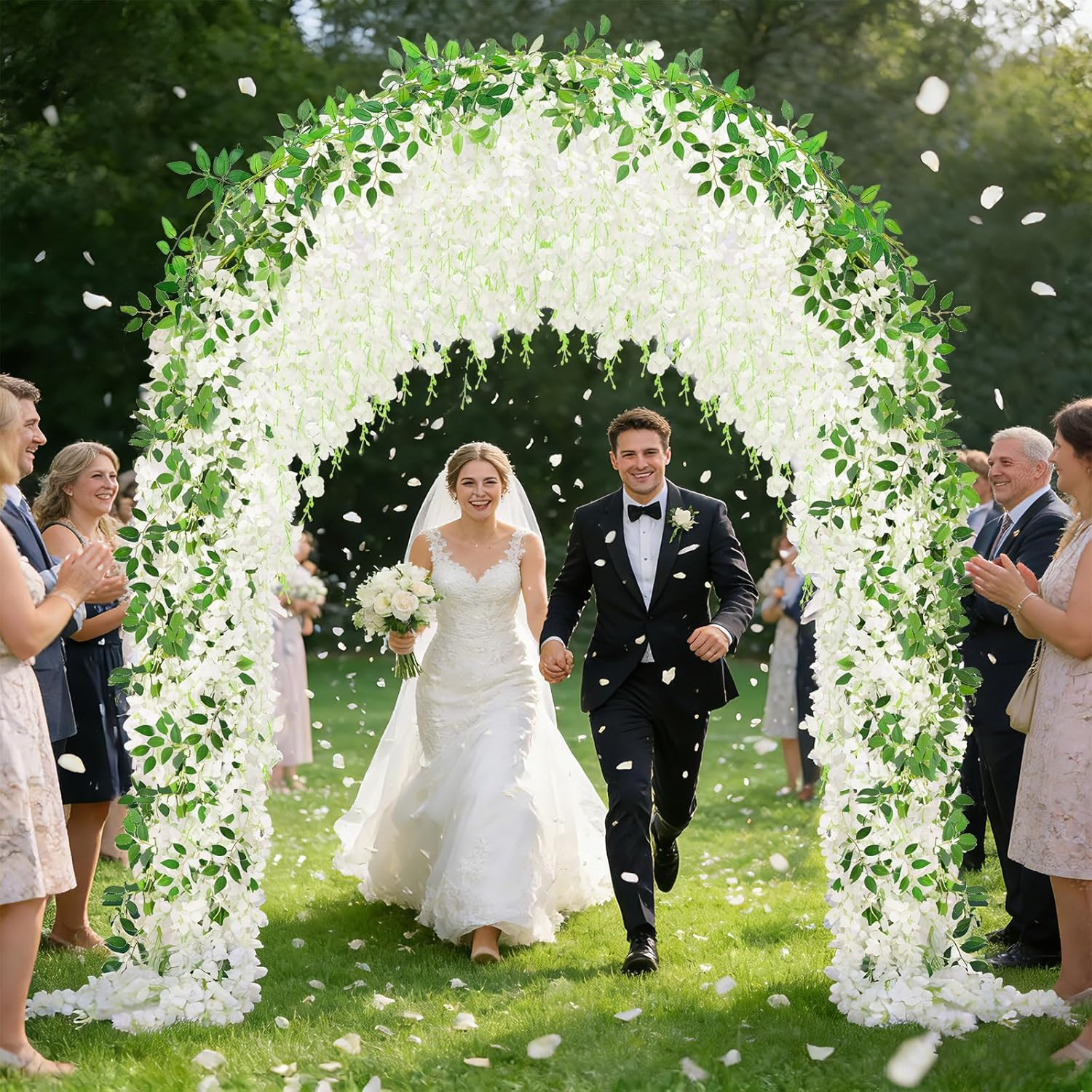 150 Branches Wisteria Hanging Flowers,10Pcs Total 60Ft White Wisteria Artificial