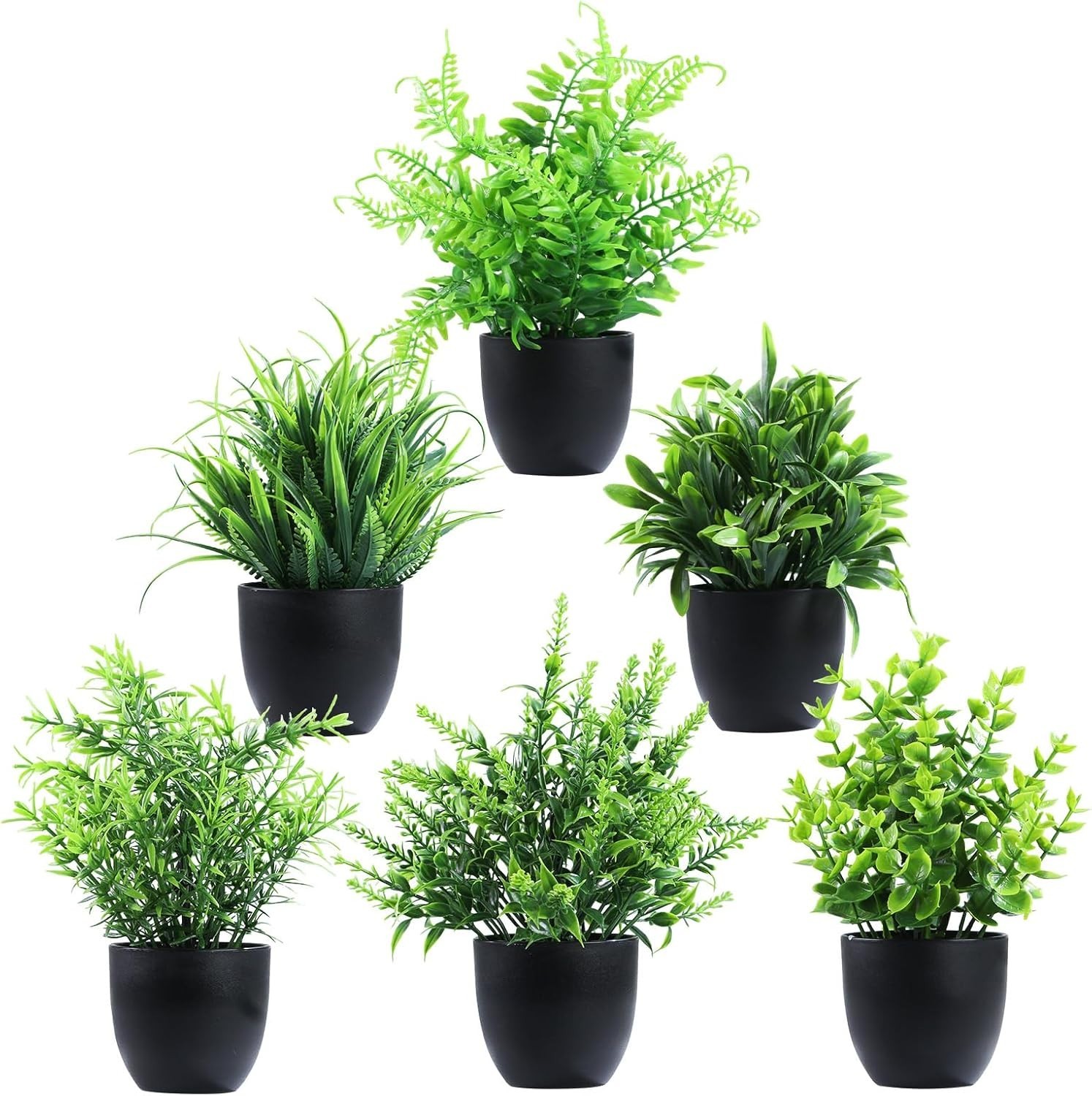 Fake Plants 6 Packs Artificial Plants Small Faux Plants Black/White Bathroom