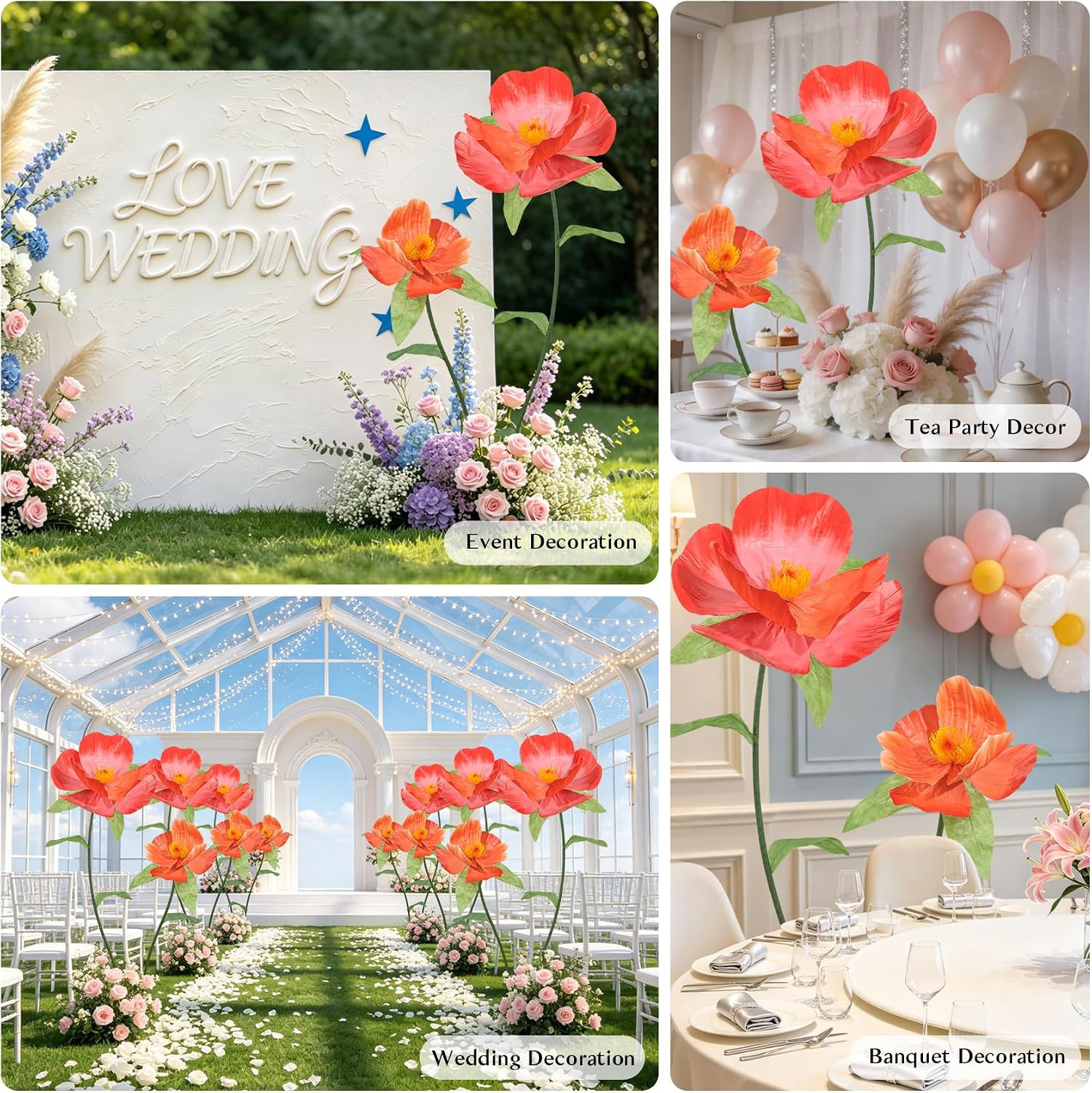 Giant Paper Flowers for Wall Decor – 69 Inch Large Crepe Paper Artificial Flower
