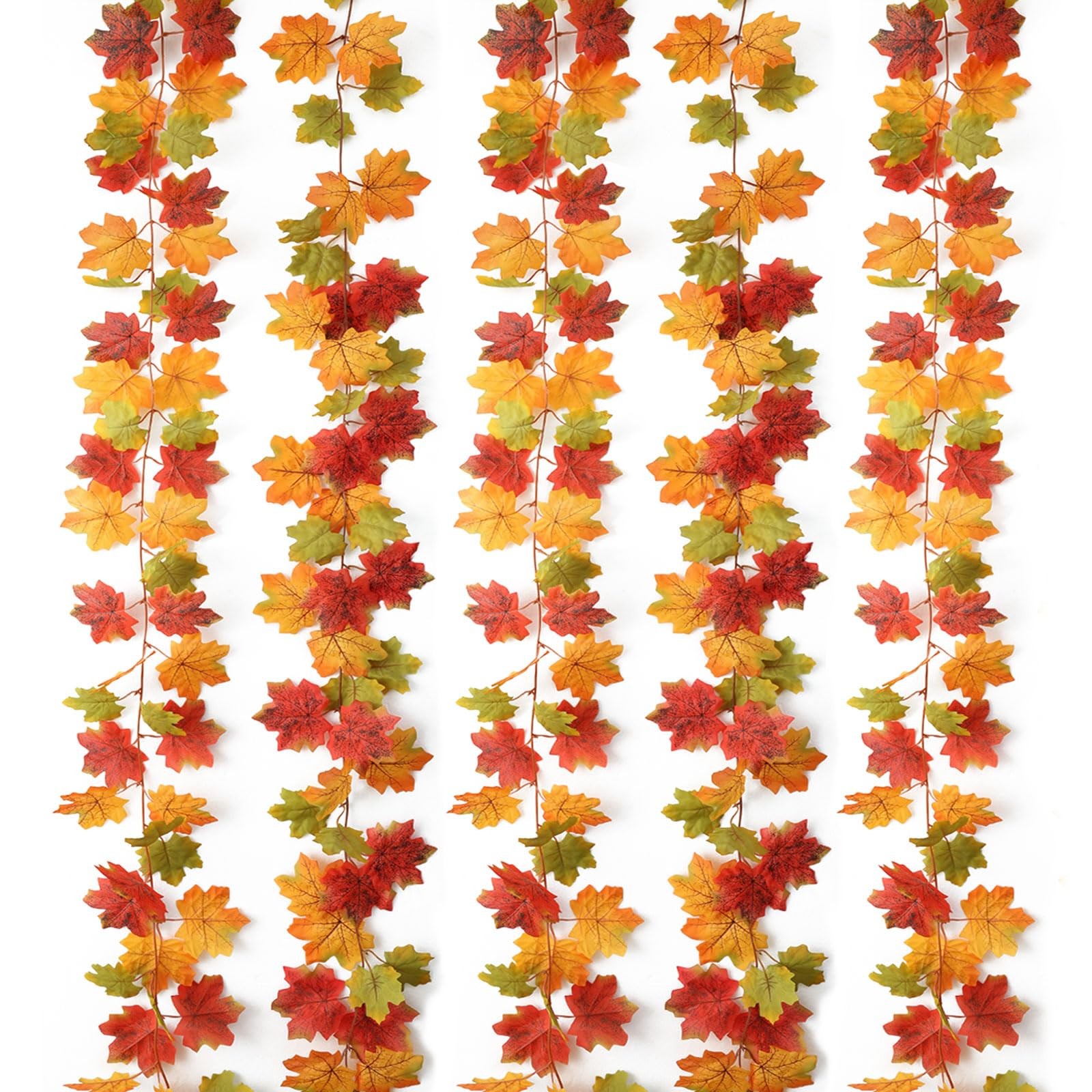 Fall Decor 5 Packs 390″ Artificial Maples Vines Garland Fake Vine Fall Garlan…