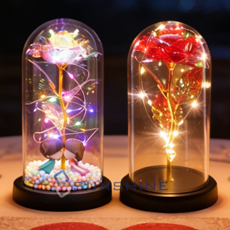 Eternal Crystal Rose Gifts for Women, Preserved Real Forever in Glass Dome Rose