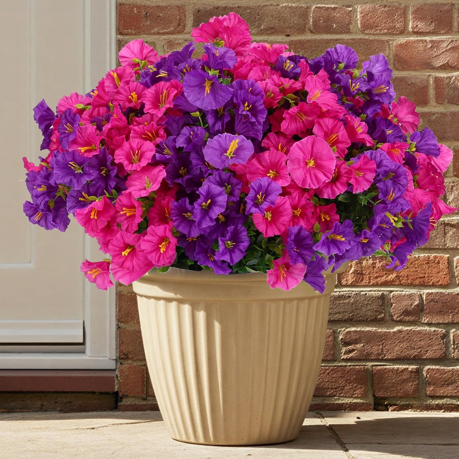 24 Pcs Artificial Pansies UV Resistant, Faux Outdoor Planter Decor