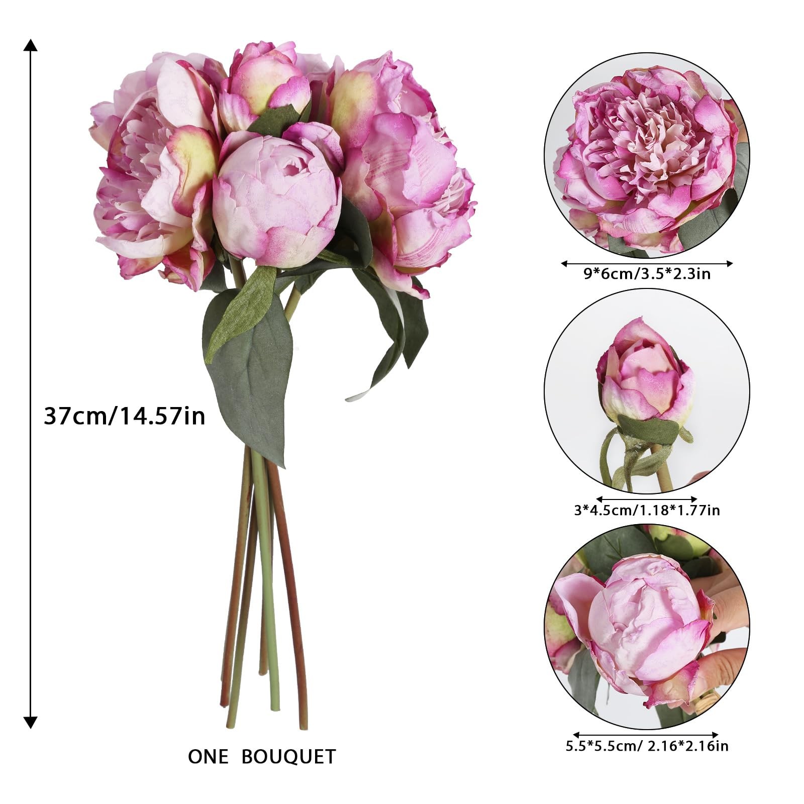 Purple Artificial Peony Flowers 2 Bouquets – Silk Peonies With Stems for Deco…
