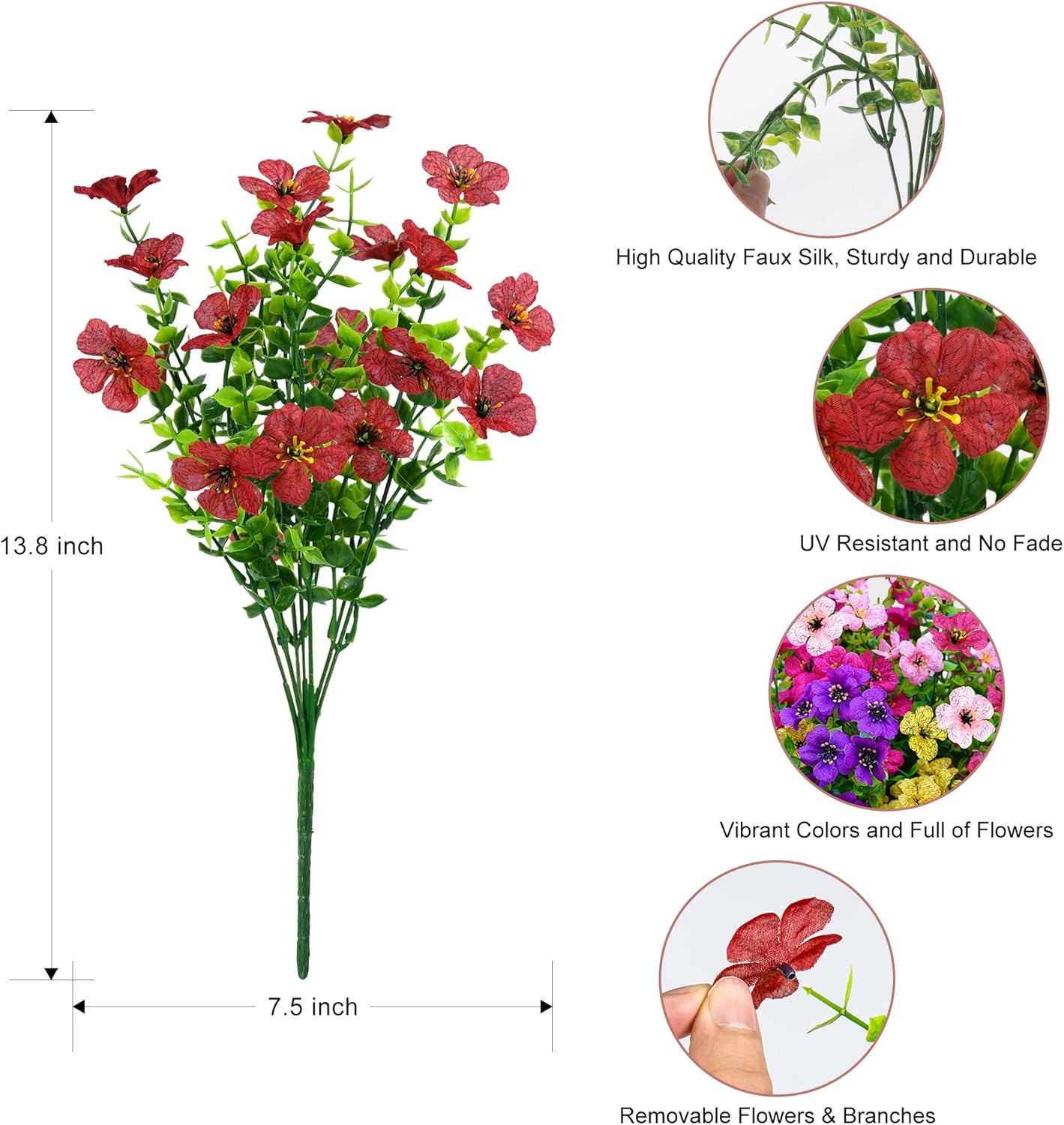 Artificial Faux Flowers Plants for Outdoors outside Spring Summer Decoration,12