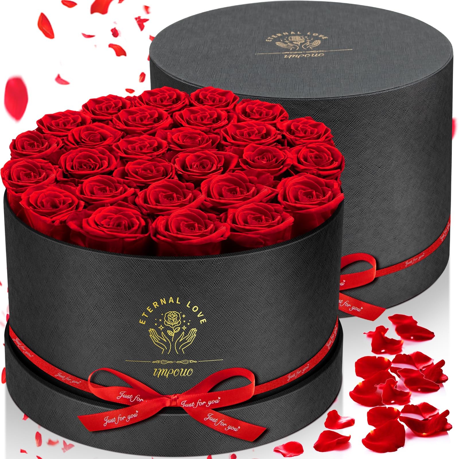 27 PCS Red Forever Roses In A Box Real Preserved Flowers Present For Women