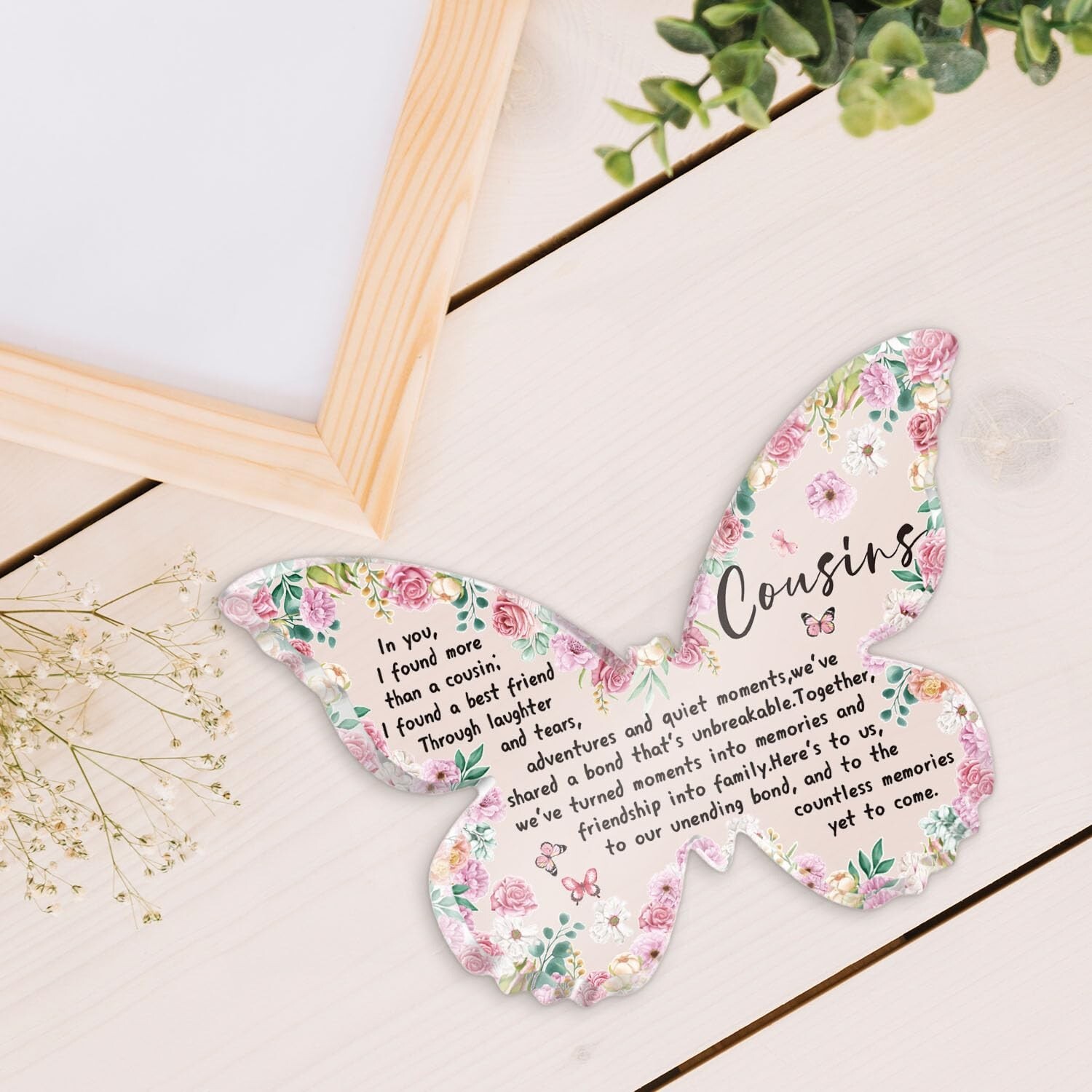Butterfly Shaped Acrylic Gifts for Cousin – Pink flower Christmas Decoration …