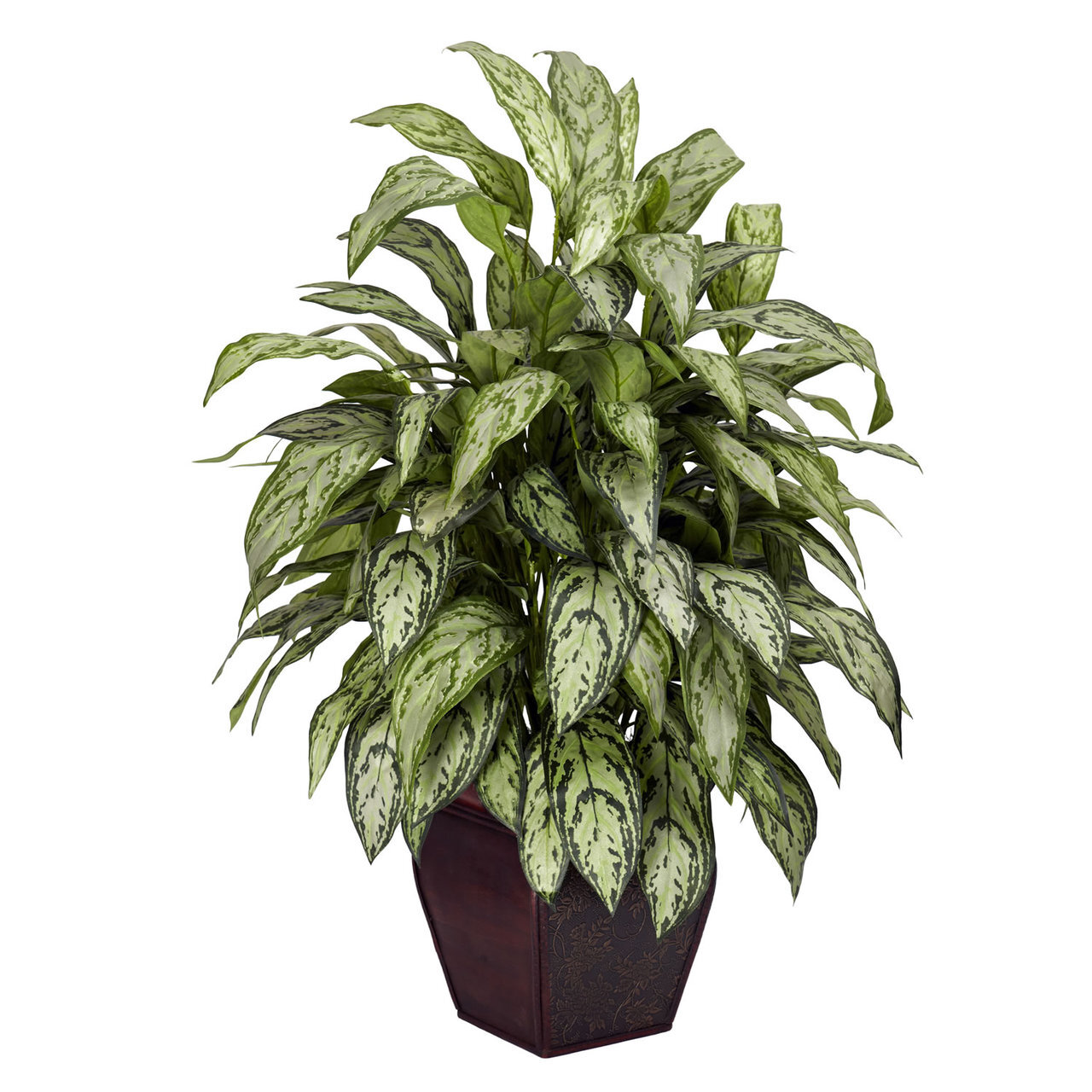 38″ Silver Queen Silk Fake Realistic Plant w/ Decorative Planter