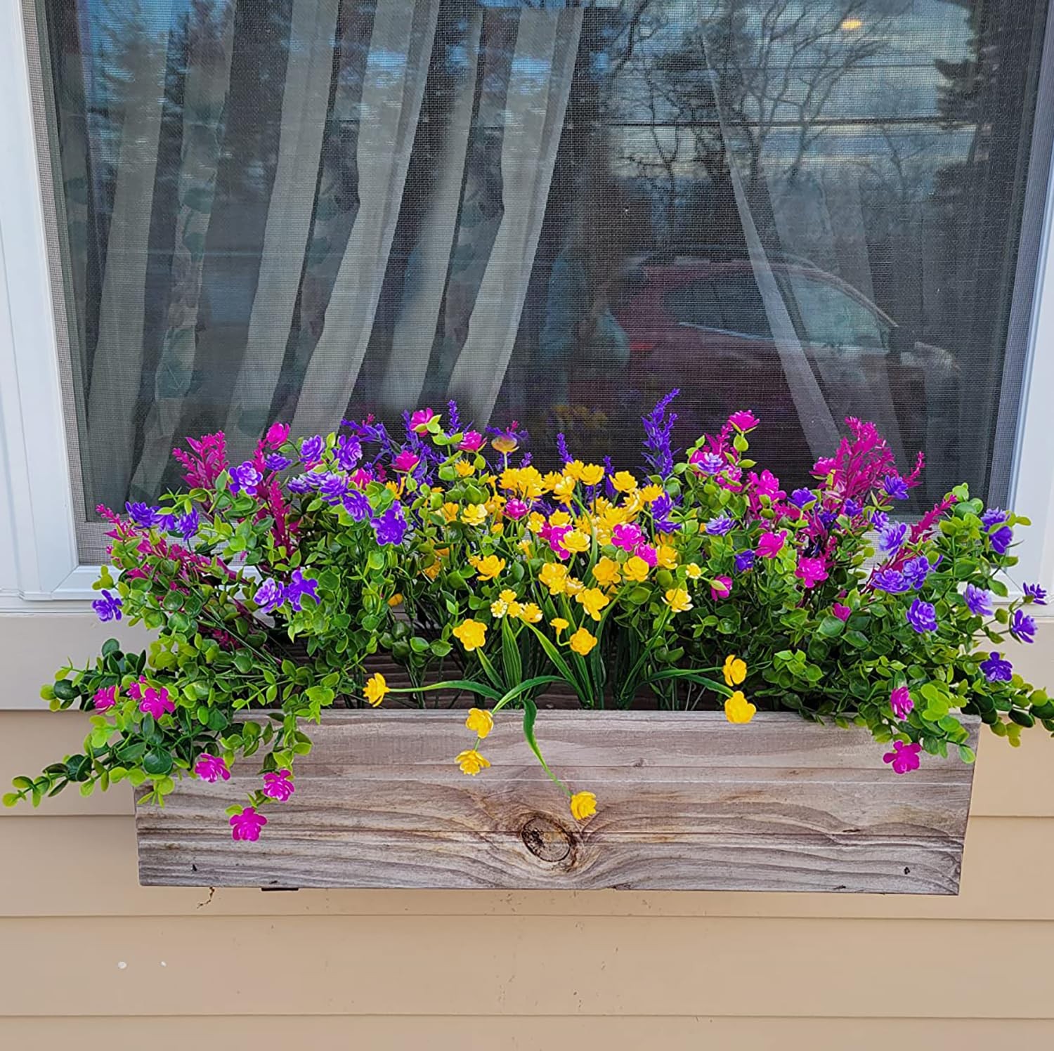 HIFIDECKY 24 Bundles Artificial Flowers Outdoors Faux Plants UV Resistant