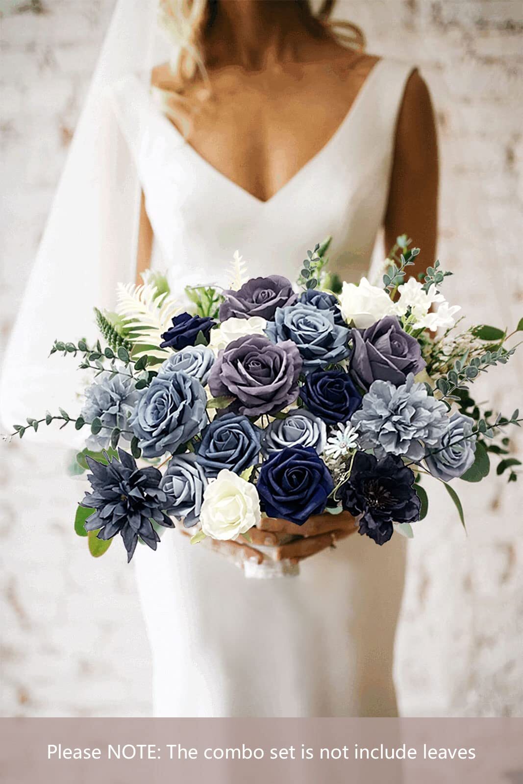 Artificial Roses for DIY Wedding Bouquets & Party Decorations Dusty Blue Silk