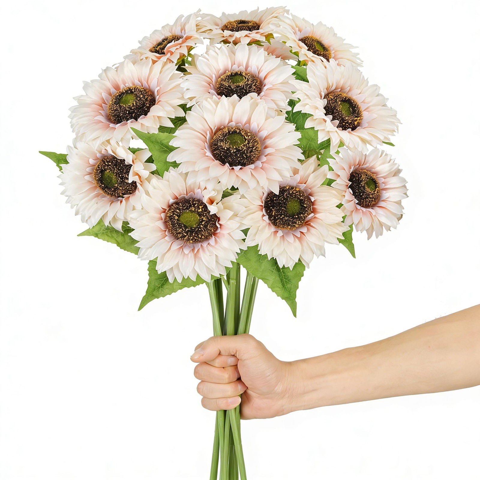 12Pcs 25.6″ Artificial Sunflowers Long Stem Artificial Flowers for Tall Vase …