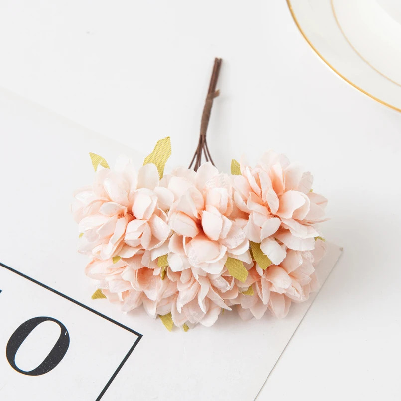 6Pcs/lot 11Cm Mini Silk Artificial Carnation For Christmas DIY Wreath Home Decor