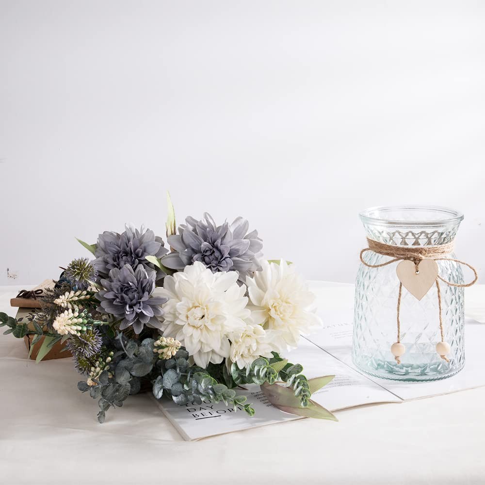Silk Flowers in Vase, Artificial Flowers with Vase Fake Flowers Arrangement F…