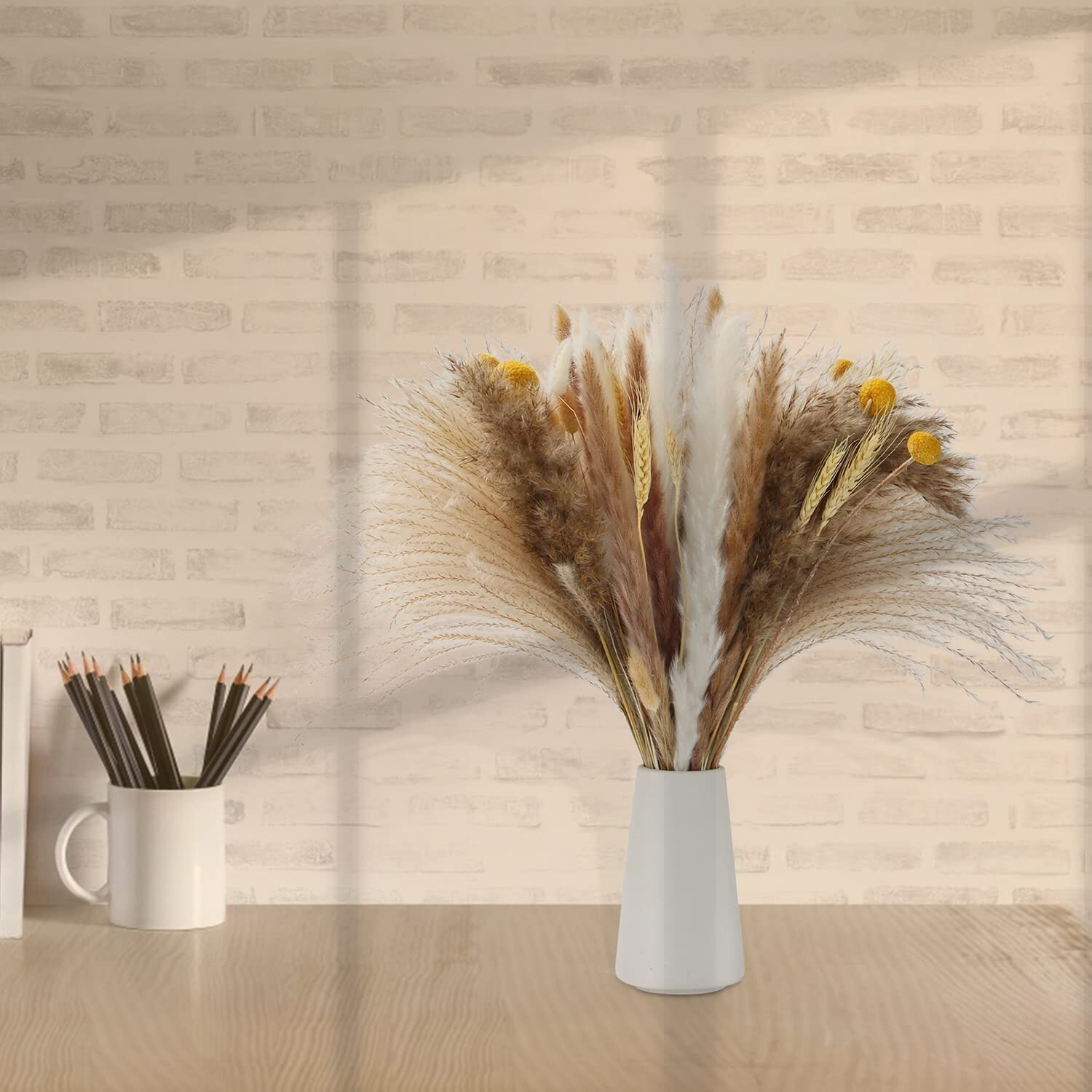 METSHOW 107 Pcs 17.5 inch Natural Dried Pampas Grass Décor
