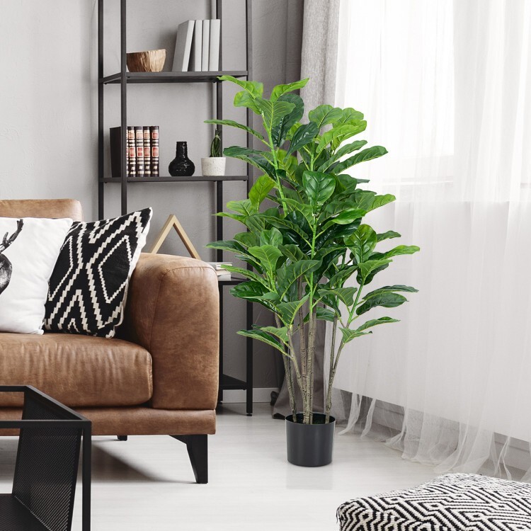 2 Pack Artificial Fiddle Leaf Fig Tree In/Outdoor Fake Potted 51″ Decor Plant