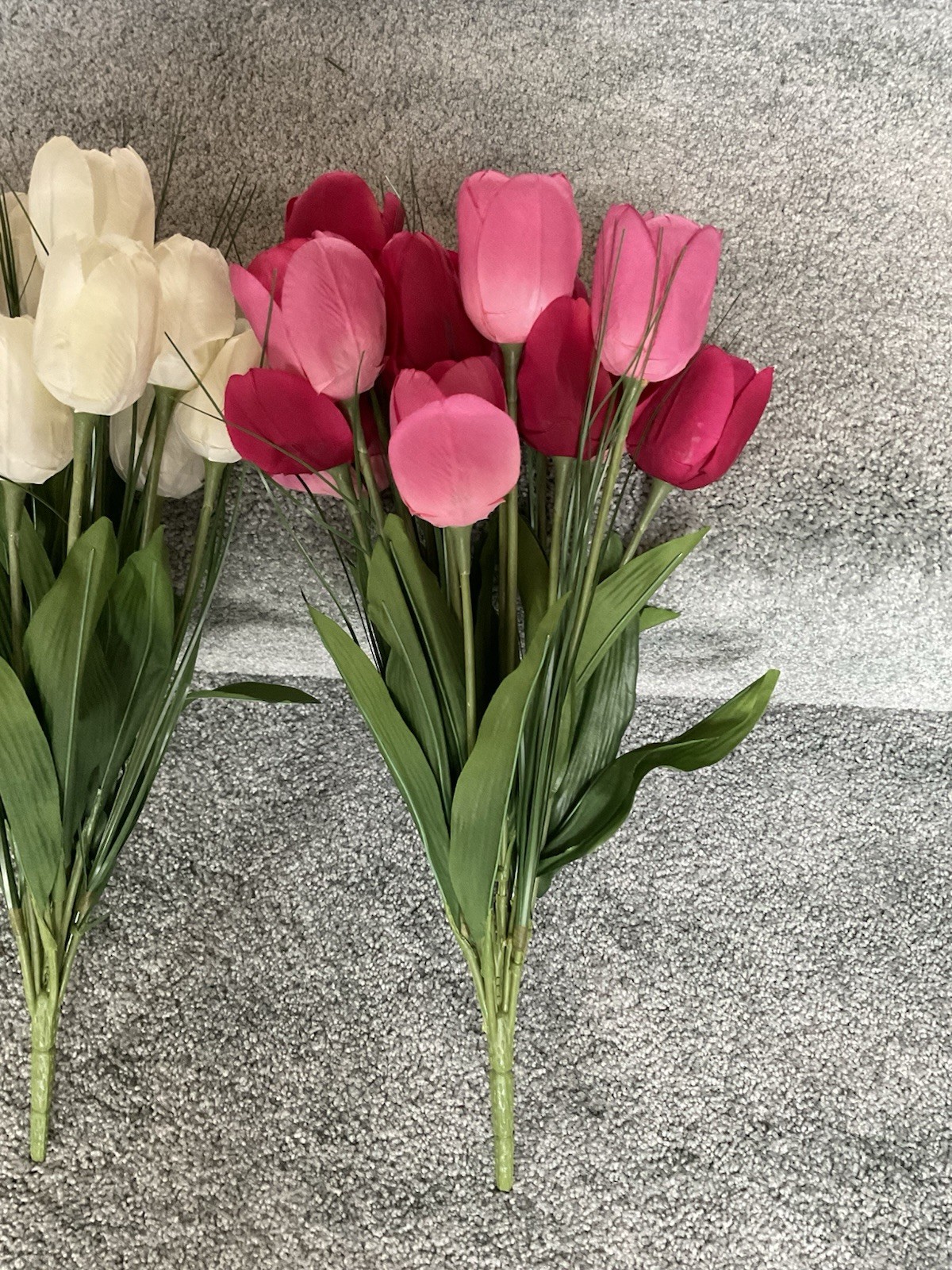 (4) Artificial Spring Flower Tulip Bouquets ~ Purple/Red/White/Pink ~ Decor