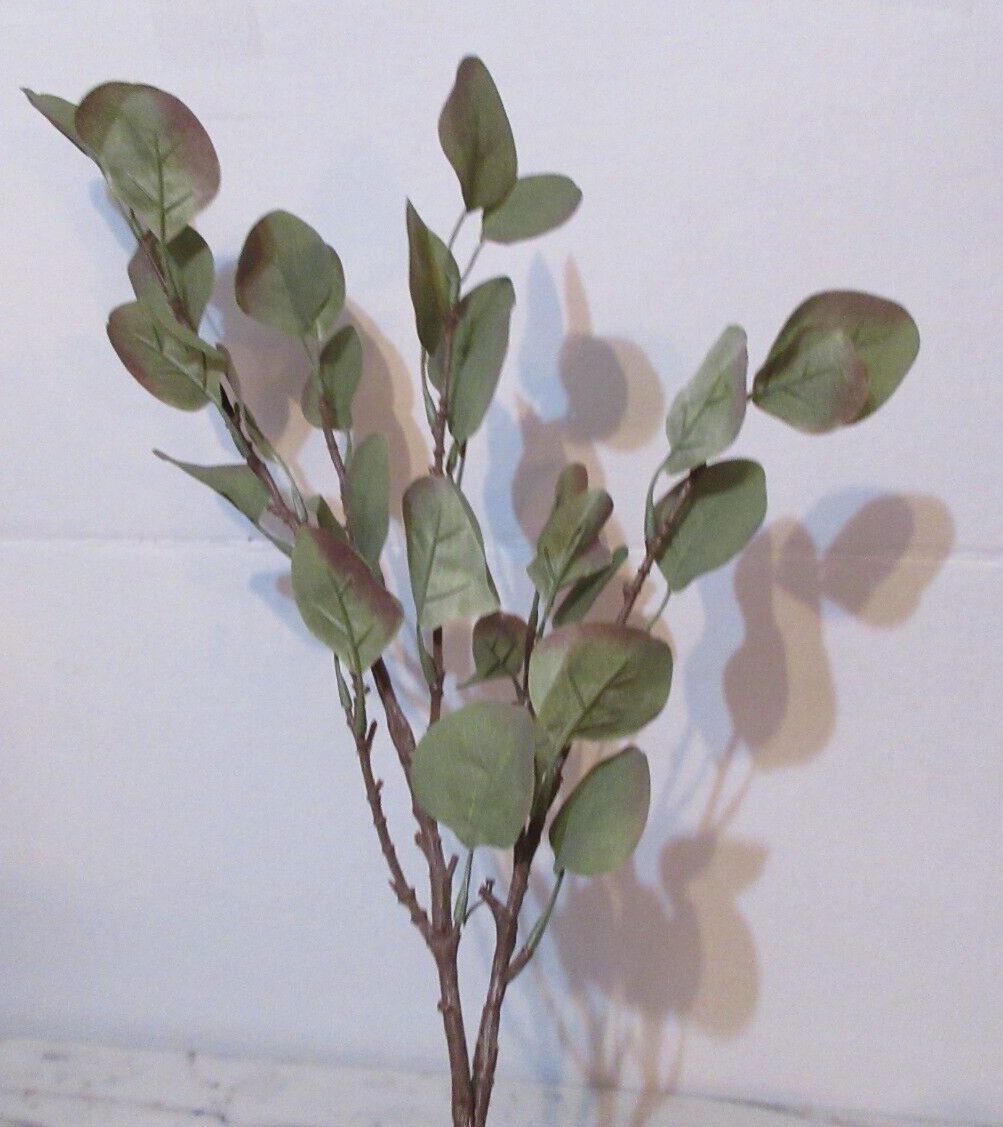 Artificial Leaves on Branch Stem 27″ Long Autumn Green Floral Decor 3 Branches