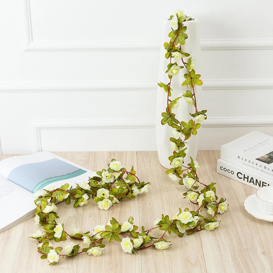 250cm Artificial Rose Garland Flower Vine for Wedding Party Home Wall Decoration