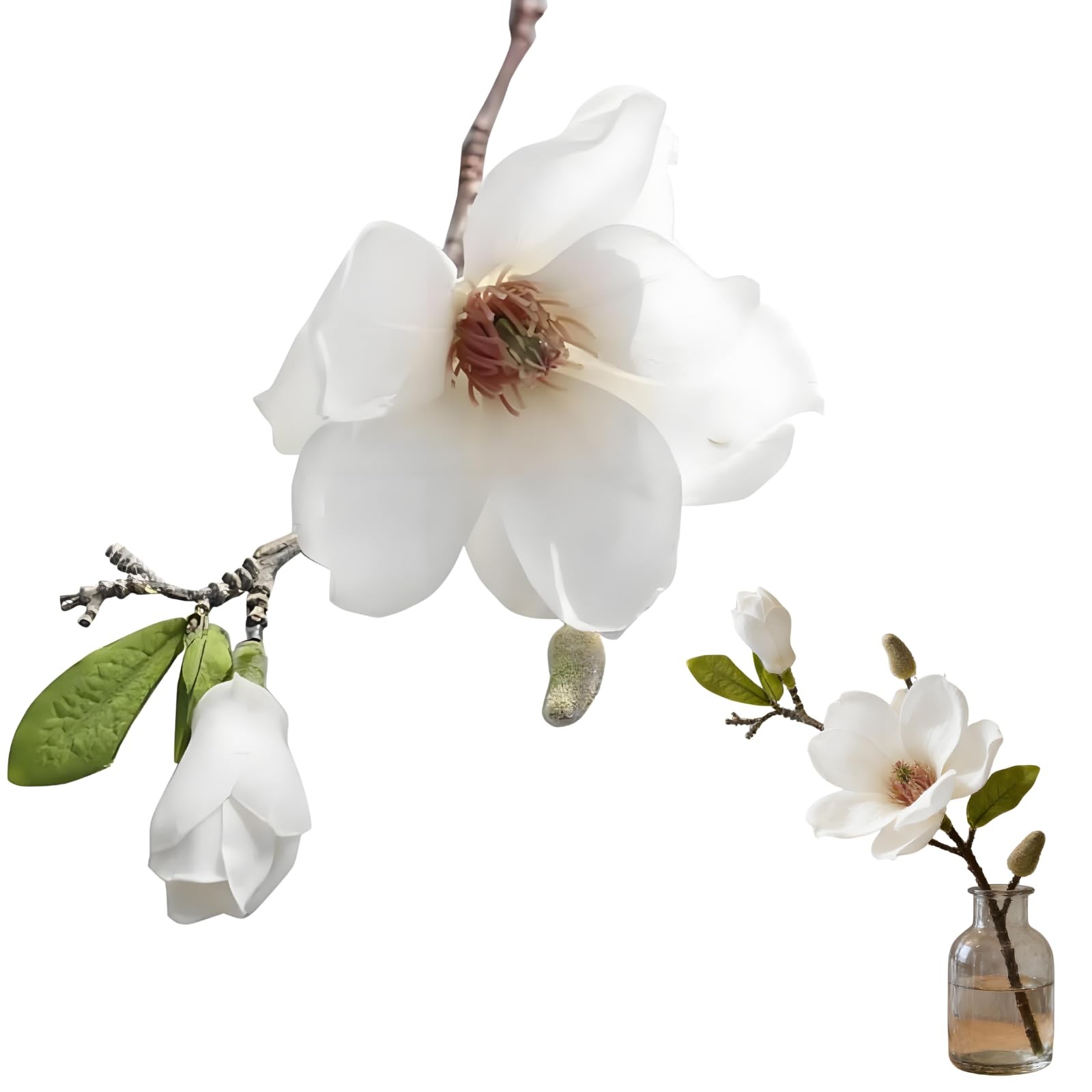 White Artificial Magnolia Silk Flower for Home, Wedding, Garden Decor, Single…