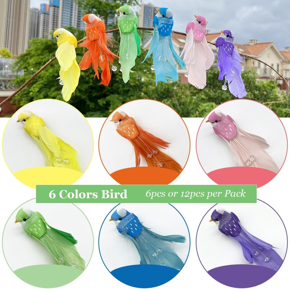 Artificial Simulation Foam Birds 5.1″ Unique Fashion Decoration Bird with Pea…