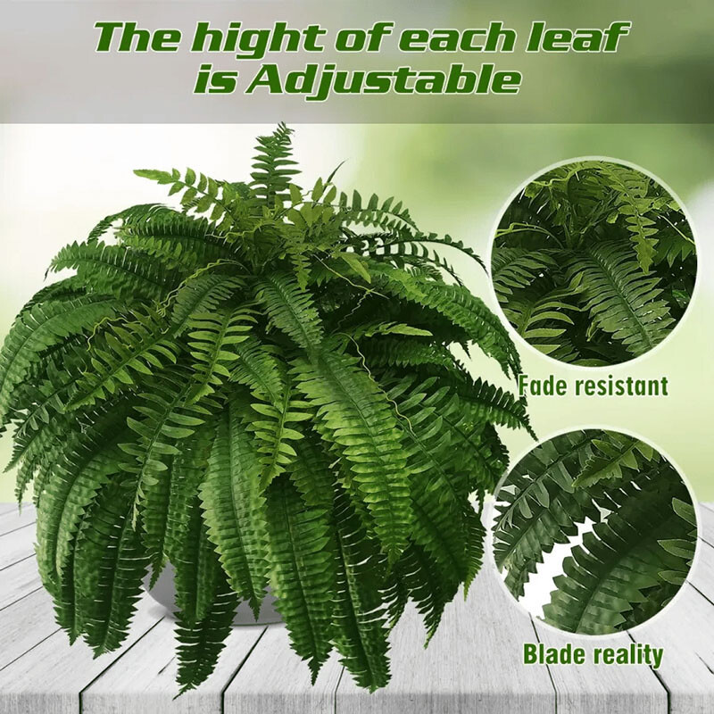 Artificial Boston Fern Plants Bushes Faux Plastic Shrubs Greenery Fake Ferns